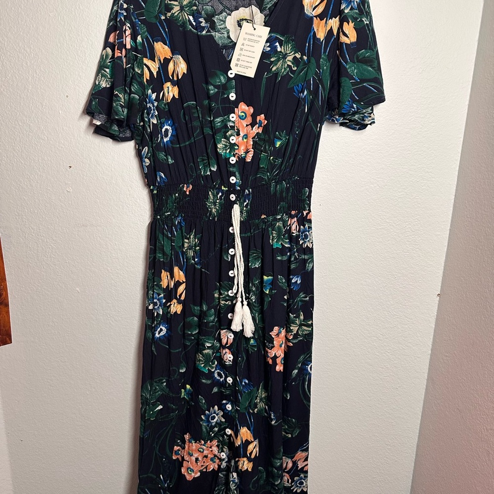 Floral Maxi Dress with Tassel Tie NWT